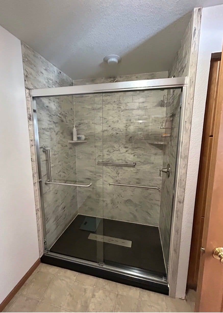 shower remodel after glass