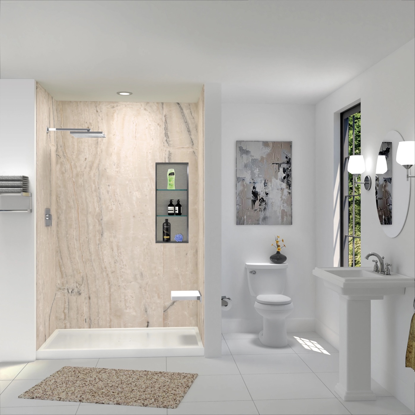 Samuel Mueller warm beige marble look walls
