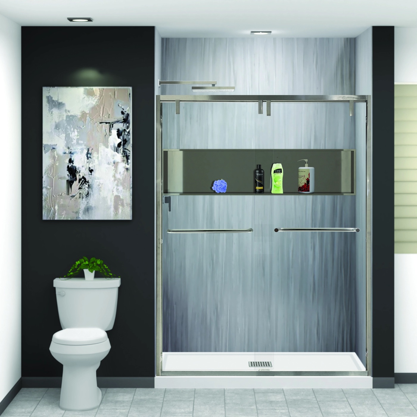 Samuel Mueller slate blue shower walls